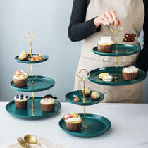 Ceramic double-layer net red fruit plate creative modern home living room three-layer candy snack plate afternoon tea snack plate