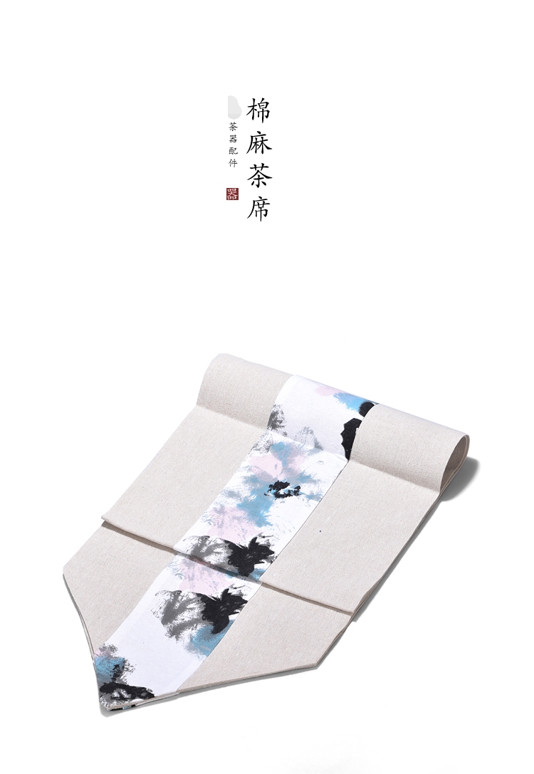 Chinese wind cotton and linen table flag retro zen Japanese waterproof tea tea tea table cloth art linen suit tea tray mat