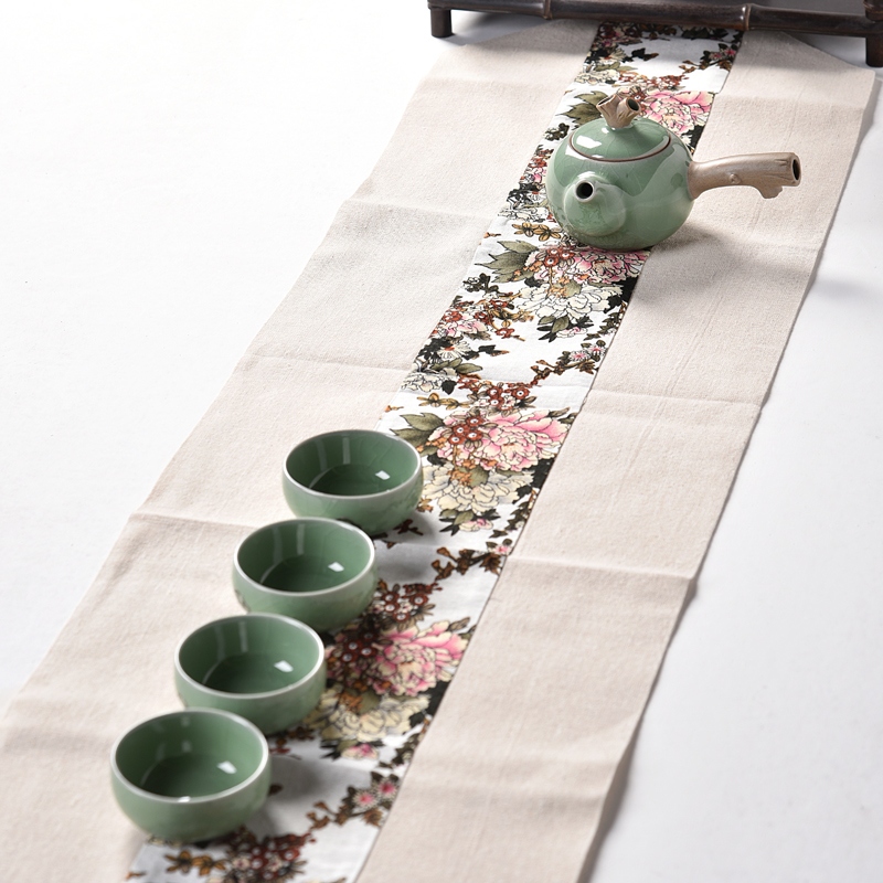 Chinese wind cotton and linen table flag retro zen Japanese waterproof tea tea tea table cloth art linen suit tea tray mat