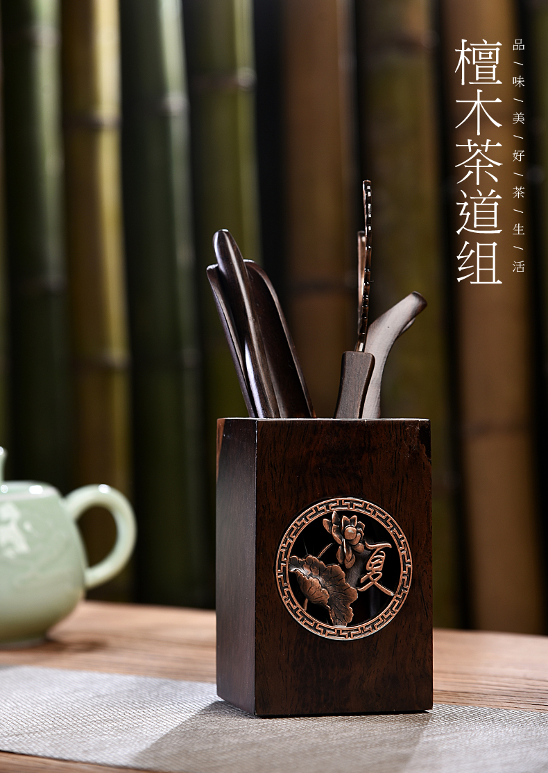 Gorgeous young creative kung fu tea accessories kung fu tea six tea six gentleman 's gentleman' s suit real wood ebony clock