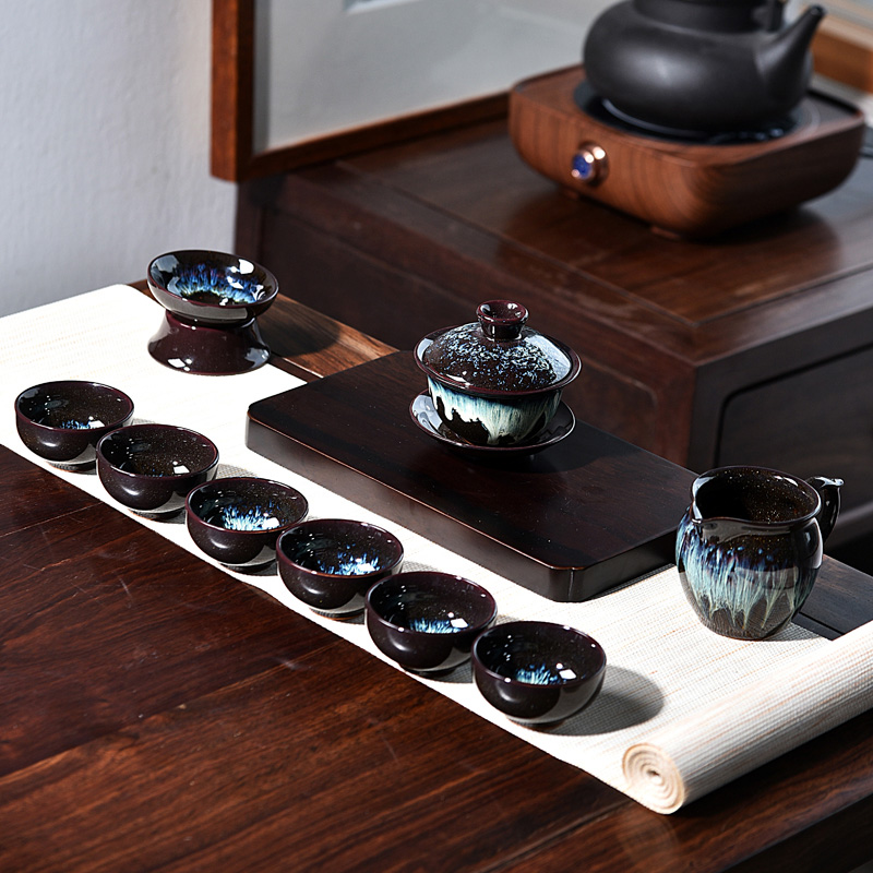 Both up built one variable kung fu tea set ceramic household small set of tea cups contracted sitting room tureen tea art