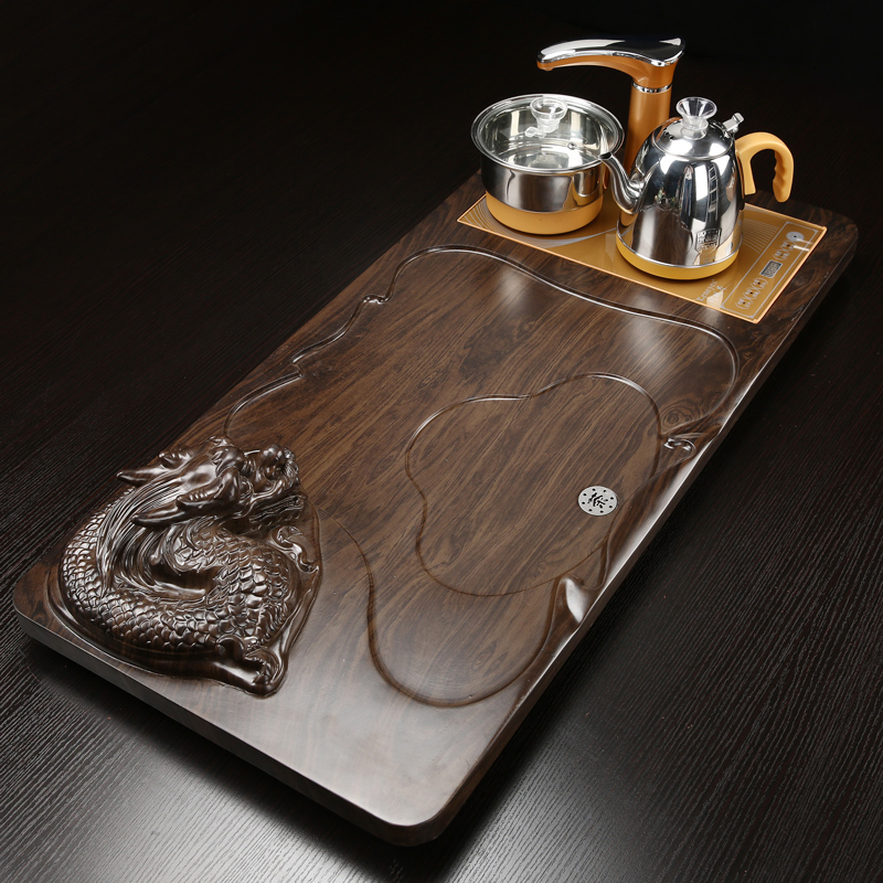 Ceramic kung fu tea sets of household contracted solid wood tea tray automatic electrothermal furnace little teapot tea cup of tea
