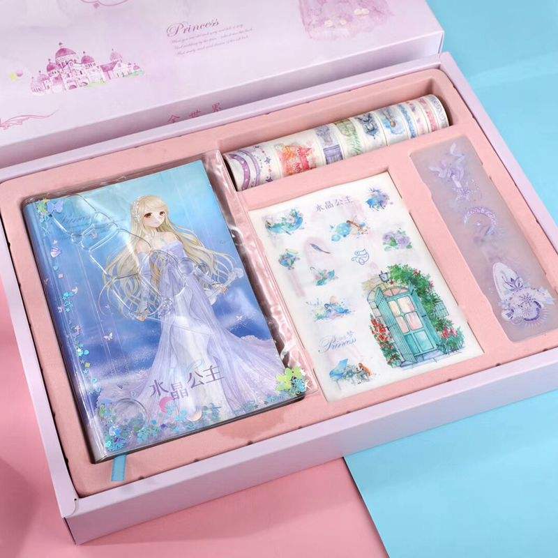 Crystal Princess Gift BoxMiracle warm periphery Oil inlet Hand book Quicksand Notebook Can learn girl princess Hand book Stationery Internet celebrity