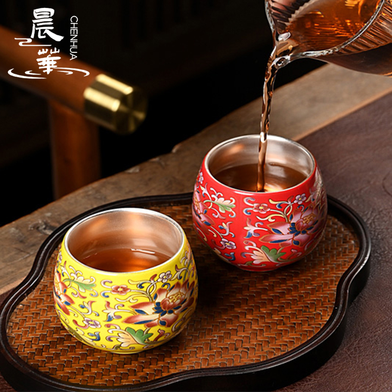 珐琅彩一壶二杯礼盒装中式宫廷风陶瓷二人茶具龙凤
