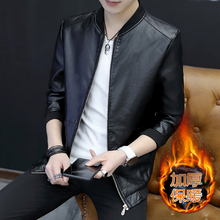 加绒皮衣男潮流帅气外套潮牌翻领皮夹克