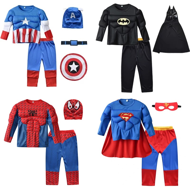 Halloween Children's Costume Cosplay Spider-Man Outfit Boys Captain America Iron Man Split Muscle Suit Halloween Children's Costume Cosplay Spider-Man Outfit Boys Captain America Iron Man Split Muscle Suit