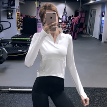 Song station Custom Semi-zipper yoga clothing Net red loose thin elastic stand collar leisure sports T-shirt fitness top