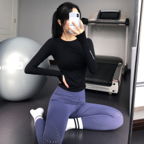 Song station tight elastic yoga clothing Net red thin net version fitness top quick running training sportswear long sleeve