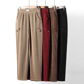Autumn straight-leg trousers for middle-aged and elderly mothers, spring and autumn casual warm pants, elastic waist, small-leg pants, autumn styles