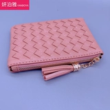 Короткий маленький бумажник, плетеная ультратонкая сумка через плечо, картхолдер с молнией, кошелек, монеты, брелок, коллекция 2022