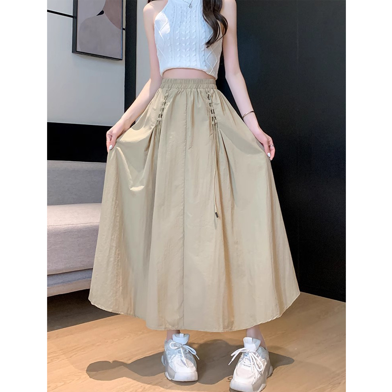 Thin Ice Silk Workwear Style Skirt for Women Summer 100kg Plus Size Pear-Shaped Body Yamamoto Mid-Length A-Line Skirt 300
