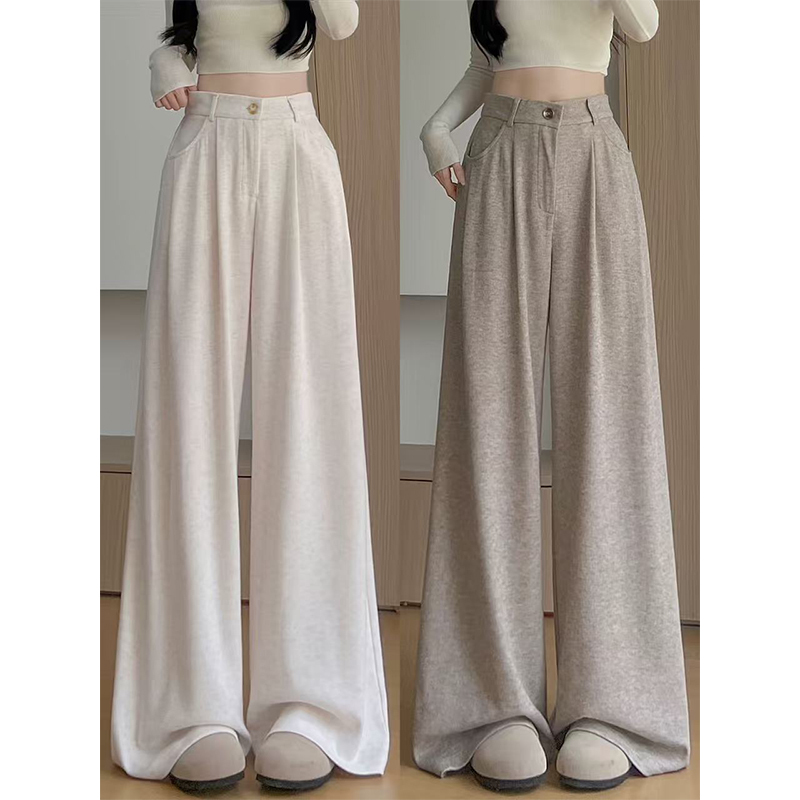 Korean-Style Glutinous Rice Suit Pants for Women, Autumn, Plus Size, High-Waisted, Loose, Casual, Large Size, Drapey Wide-Leg Trousers Korean-Style Glutinous Rice Suit Pants for Women, Autumn, Plus Size, High-Waisted, Loose, Casual, Large Size, Drapey Wide-Leg Trousers