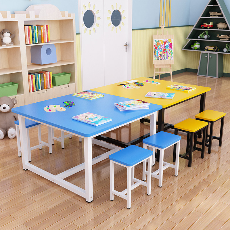 Elementary School Students Kindergarten Class Table And Chairs Students Training Table Handmade Painting Fine Art Table Writing Learning Table Meeting Table