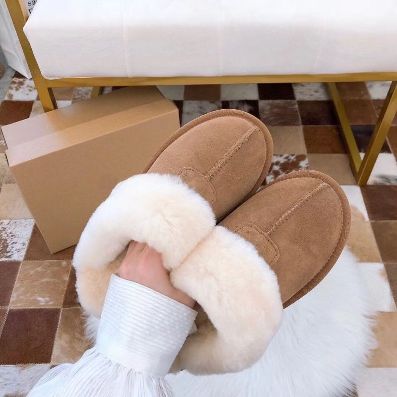 Auggh Genuine Leather Qian Songyi Wool Slippers, Thickened and Fleece-Lined, Non-Slip, for Men and Women, Couple Home Slippers Аuggн
