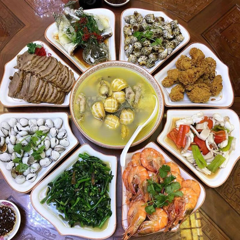 Douyin net red with the same style Chinese platter tableware combination ceramic reunion plate set round creative home plate