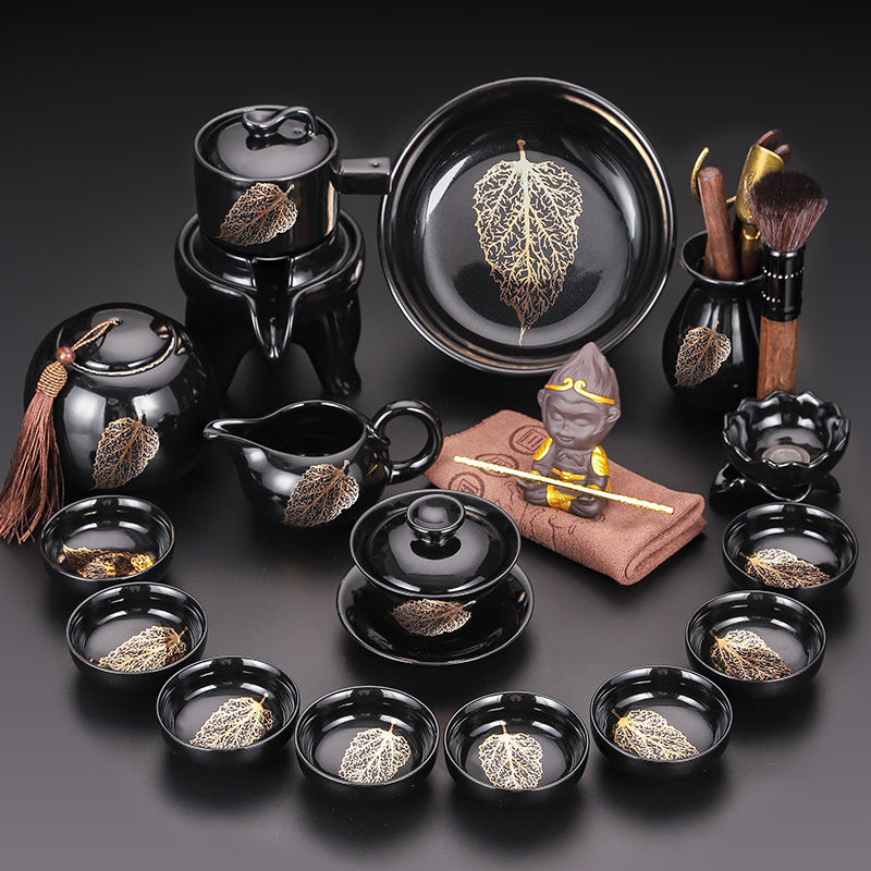 Jianzhan tea set household kung fu set lazy stone grinding tea maker office reception guest tea maker high-end light luxury