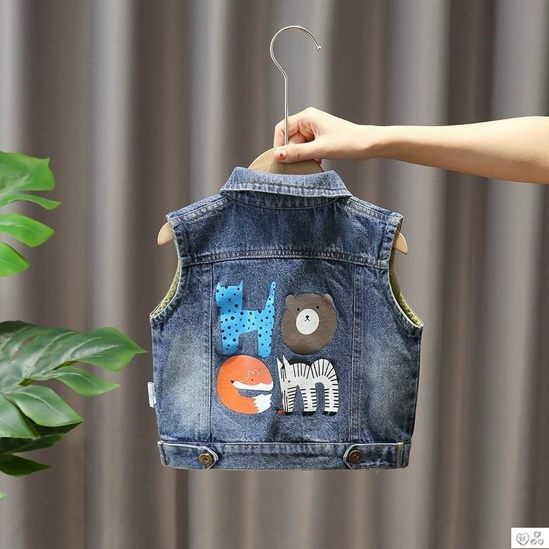 Bé trai denim vest xuân và thu đông 2020 mới vừa và nhỏ cho bé tây tây vest mỏng mặc ngoài cho bé xu hướng vest xuân - Dệt kim Vest