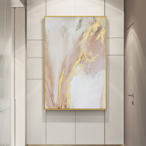 Hand-painted oil painting gold powder family American modern light luxury warm decorative painting porch corridor model house hanging painting