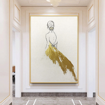 The porch pass-by-hand painting elegant girl American modern simple light luxury abstract gold foil decorative painting