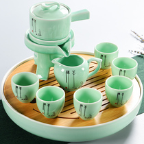 Tea set set Household simple stone mill lazy tea maker Automatic tea making fortune Kung Fu tea cup ceramic
