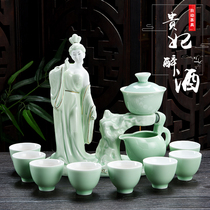 Tea set set Household simple Kung Fu tea cup Teapot brewing tea set set Ceramic anti-scalding lazy tea set set