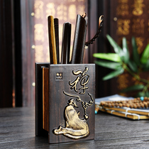 Ebony solid wood six gentlemen set Household pieces Tea making tools Tea ceremony tea art combination Kung Fu tea set zero tea clip