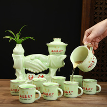 Tea set Kung Fu tea cup set Creative full semi-automatic home office retro lazy ceramic anti-scalding tea brewing device