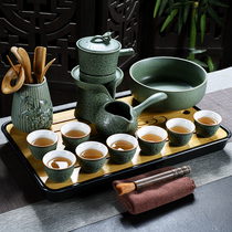 Tea set Household lazy tea pot Ceramic stone mill Teapot Kung Fu tea cup Semi-automatic tea maker set