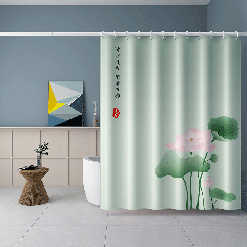 Northern European bathroom shower curtain thickness waterproof bathroom curtain curtain curtain cloth package without punching hole