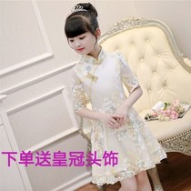 Girls cheongsam dress summer childrens dress 2021 New Princess dress foreign style skirt girl costume Hanfu