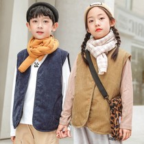 New childrens waistcoat male and female child baby clips cotton waistcoat CUHK Scout vest autumn winter thickened outside wearing a kampung shoulder