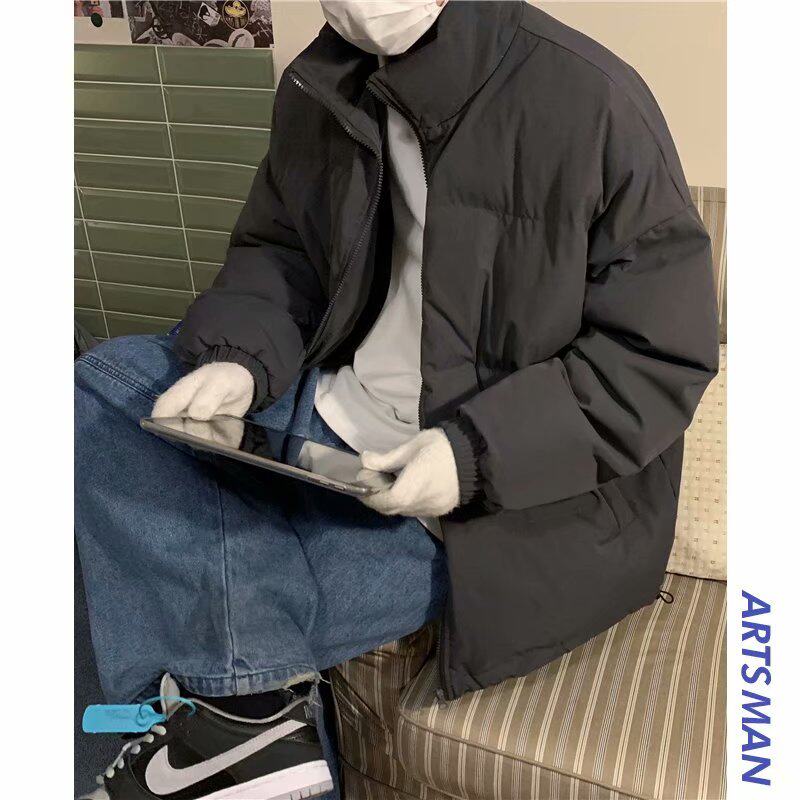 2020 winter new cotton-padded jacket boys cotton-padded bread clothing black fried street couple ins stand-up collar cotton-padded jacket