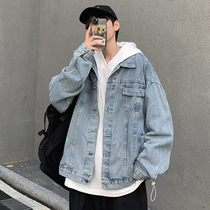 Autumn Winter Thickened Denim Jacket Male Korean version Trend Student Jacket Port Wind Loose 100 Lap Tooling Jacket