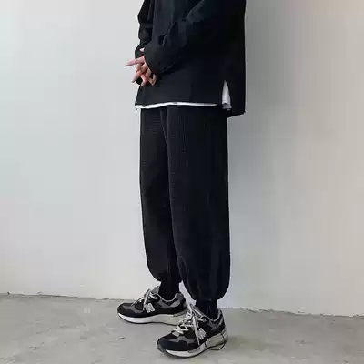 Corduroy pants men's autumn joker loose drawstring pants Korean trend ins autumn and winter casual trousers