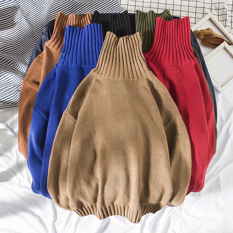 High collar sweater male Korean version Trend personality loose Lazy Windfall port Wind autumn winter blouses men's knitwear