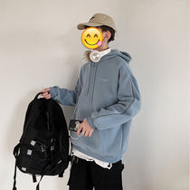 Autumn Winter Plus Suede Cap Sweatshirt Male Students Loose Reflective Printed Blouse Lovers Ins Casual Coat Trends