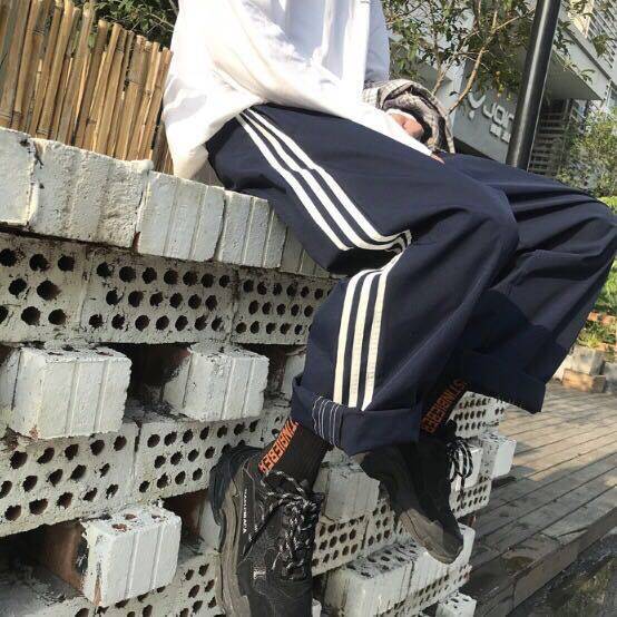 Summer thin section loose straight nine-point pants men's Korean version of the trend ins students all-match couples casual wide-leg pants