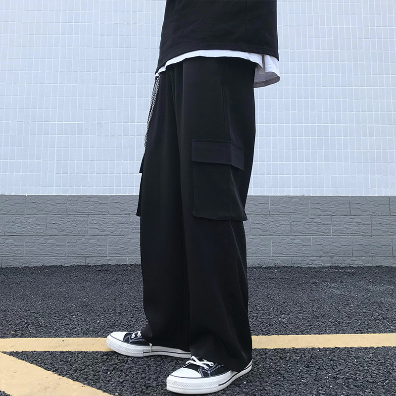 Autumn in thin pocket multipocket pants male tide loose student haven wind and straight tube casual pants