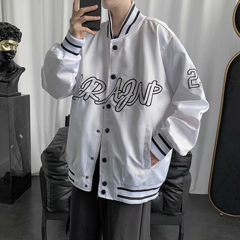 Casual jacket men's autumn fried street hip-hop couple bomber jacket ins Hong Kong trend brand embroidered letters baseball uniform