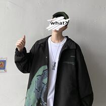 Spring Fall Salt Department jacket male and female Han prints Hip Hop Jacket Ins Tide Cards Loose Casual Printed Blouses