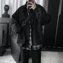 Dark and dark retro in autumn and winter wear frock jacket male and female loose Korean version 4-bag short wind coat jacket blouse