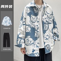 Suit mens fall new long sleeves shirt trendy chins student thin blouses port windsurmounted windsurmounted jacket