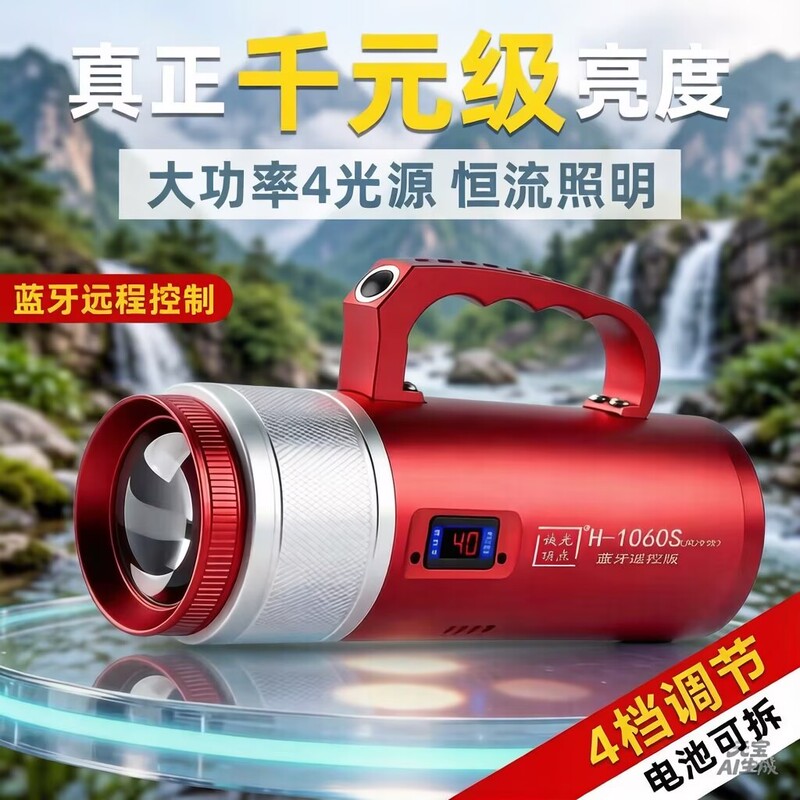 Chengguang Dingdian H1060S Fishing Light, Night Fishing Light, Laser Cannon, Ultra-Bright Black Pit Xenon High-Power Fishing Equipment