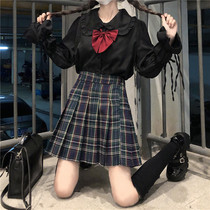 jk uniform shirt female black long sleeve shirt outside wear wild basic autumn long sleeve top design sense minority