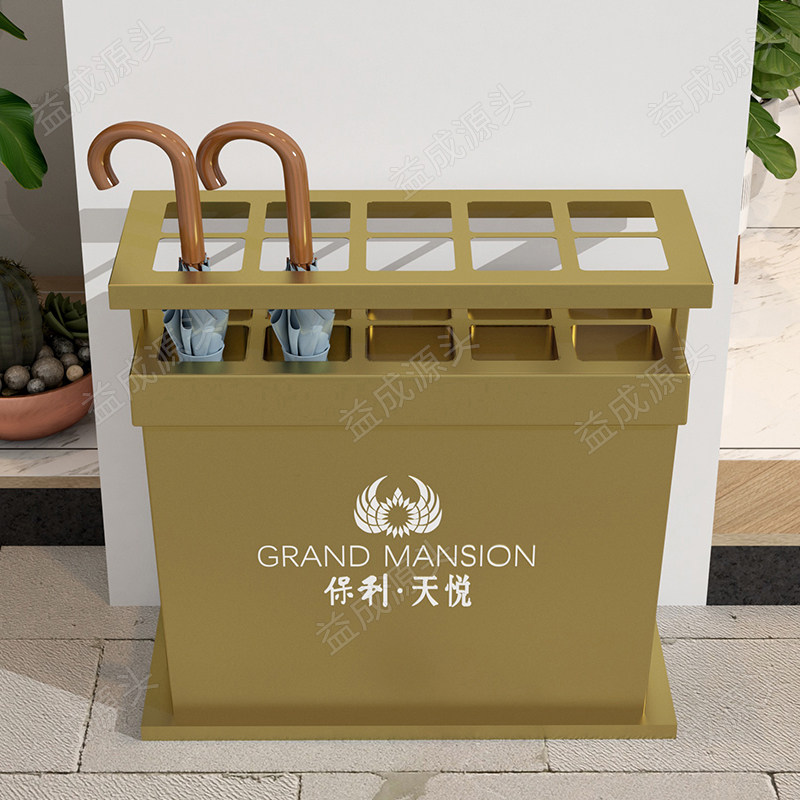 Sample house display center can be customized LOGO commercial umbrella stand outdoor golden umbrella stand high-end hotel lobby wrought iron umbrella stand