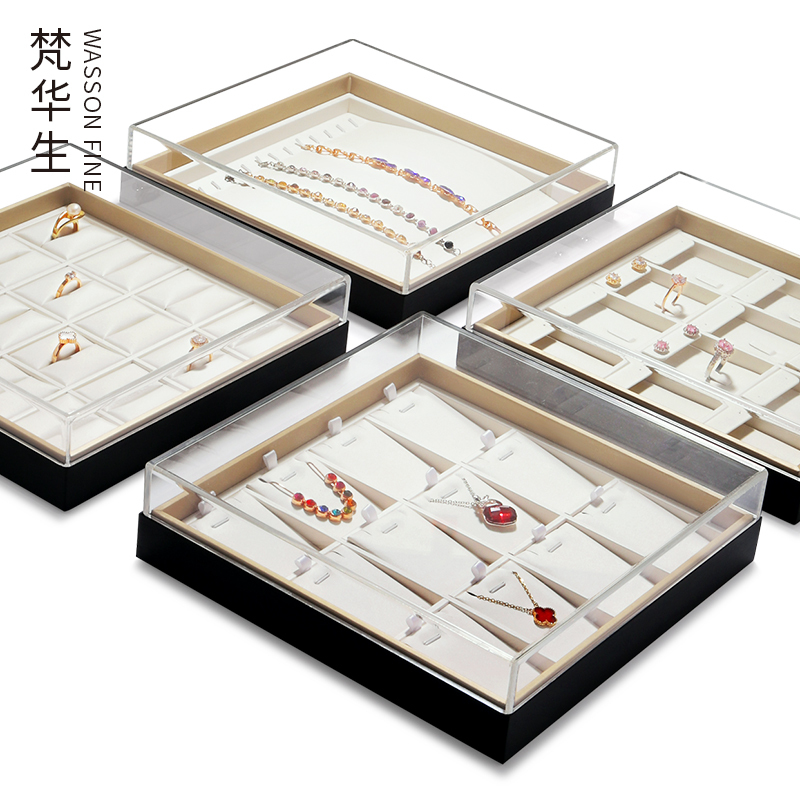 Fanhua Acrylic Cover Dustproof Ring Tray Earring Necklace Tray Jewelry Display Tray Jewelry Storage Box Fanhua Acrylic Cover Dustproof Ring Tray Earring Necklace Tray Jewelry Display Tray Jewelry Storage Box