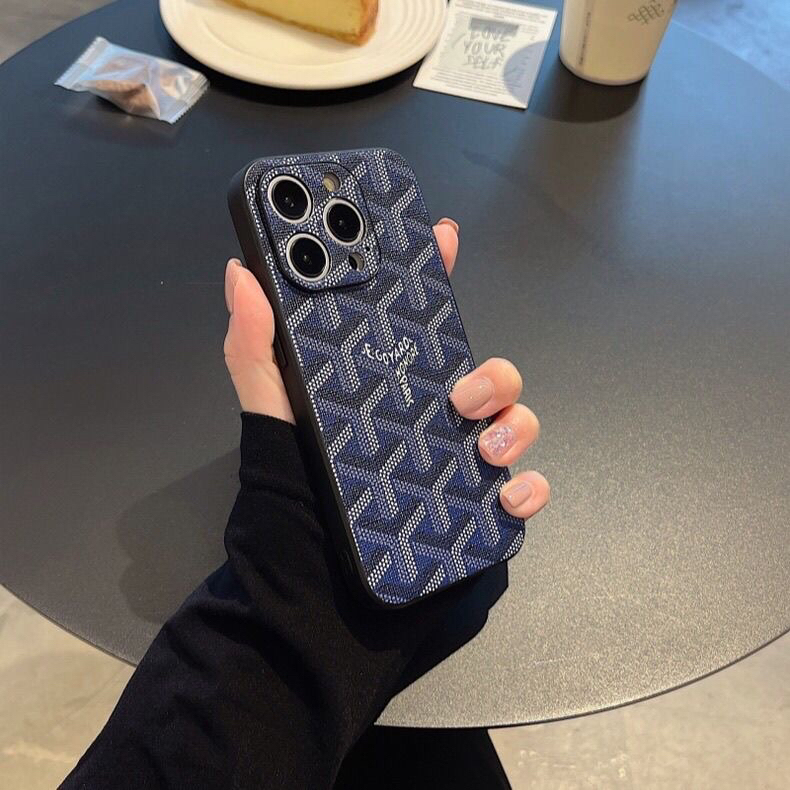 Premium Dog Tooth Goya Leather Phone Case for Apple 16 Pro Max, Full Coverage, Suitable for iPhone 13, 12, 11, Men's 15 Pro Max, Women's 14, Anti-Drop 15 Protective Case, 14 Pro, Light Luxury 17