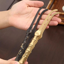 Hanmos top-grade retro tea clip pure brass tea tweezers non-slip cup washing clip high-end tea set accessories tea making tools