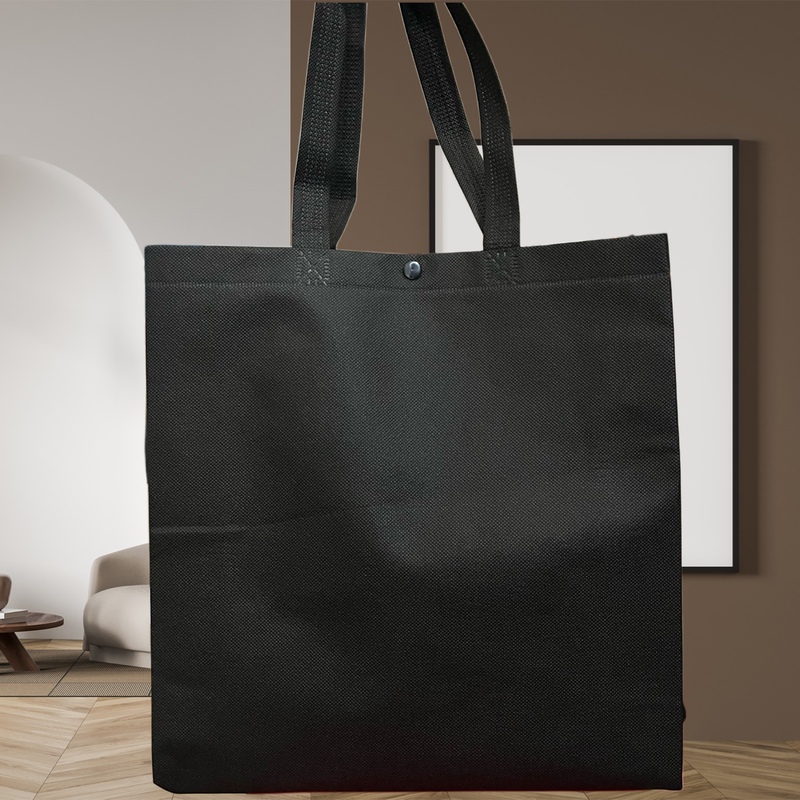 Black Clothing Store Tote Bag with Buckle, Hidden Buckle, Non-Woven Fabric, Eco-Friendly Shopping Bag, Trendy Clothing Bag