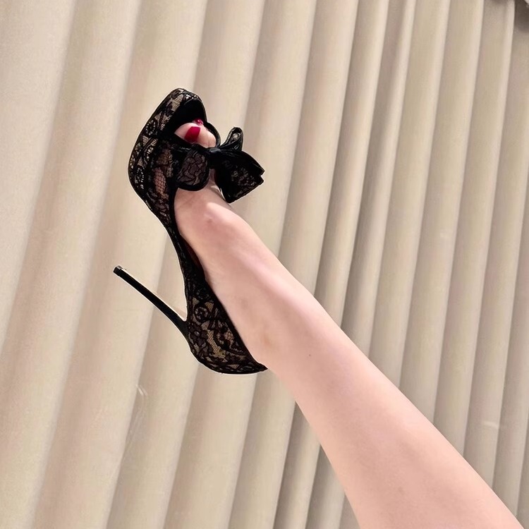2025 Style Mature Open-Toe Fish Mouth Mesh Lace Bow Waterproof Platform Sandals Feminine Stiletto High Heels 2025 Style Mature Open-Toe Fish Mouth Mesh Lace Bow Waterproof Platform Sandals Feminine Stiletto High Heels